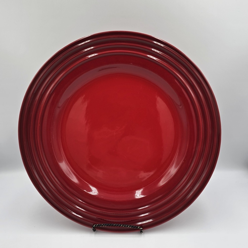 Le Creuset Solid Red Cerise Cherry Stoneware Round Dinner Plate 12" - Picture 4 of 5